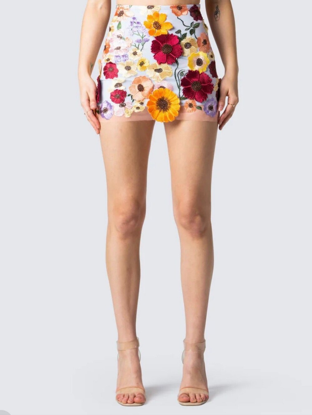 Finesse Addie Flower Mini Skirt/SizeM/tiny hole/New with bag/MSRP $88